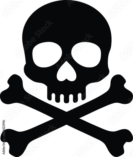 Skull and crossbones silhouette, Skull and crossbones icon in silhouette vector illustration