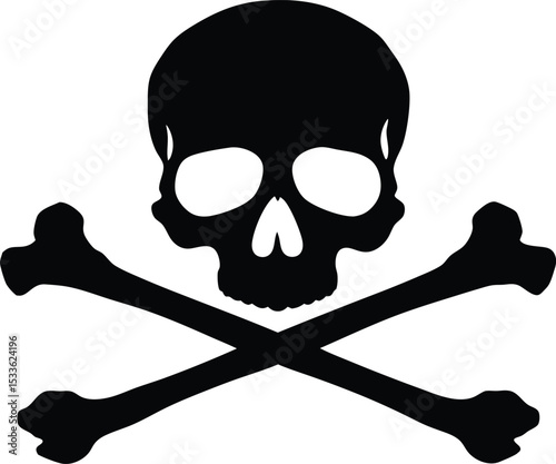 Skull and crossbones silhouette, Skull and crossbones icon in silhouette vector illustration