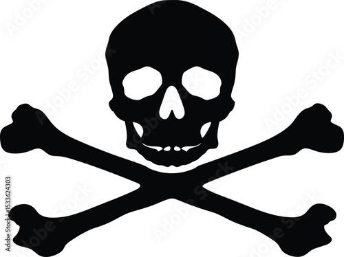 Skull and crossbones silhouette, Skull and crossbones icon in silhouette vector illustration