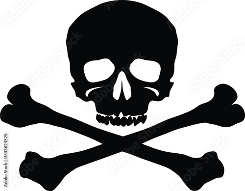 Skull and crossbones silhouette, Skull and crossbones icon in silhouette vector illustration