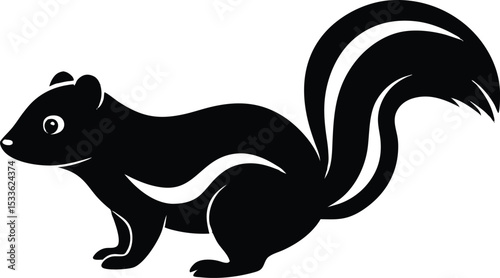 Skunk silhouette, skunk line art silhouette vector illustration