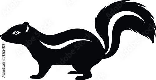Skunk silhouette, skunk line art silhouette vector illustration