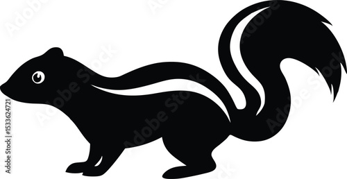 Skunk silhouette, skunk line art silhouette vector illustration