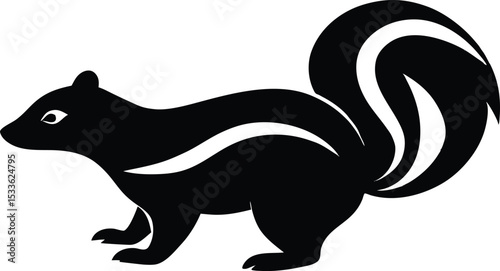 Skunk silhouette, skunk line art silhouette vector illustration