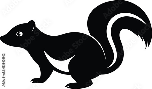 Skunk silhouette, skunk line art silhouette vector illustration