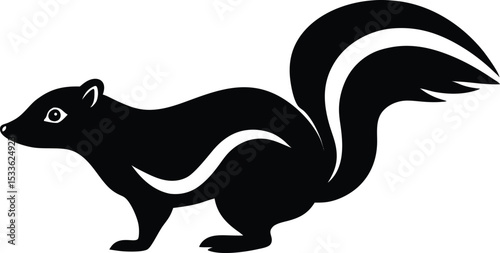 Skunk silhouette, skunk line art silhouette vector illustration