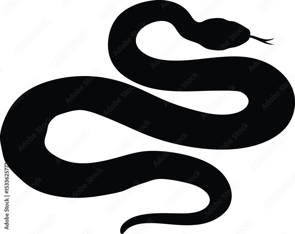 Fototapeta premium Russell's viper snake silhouette, snake illustration, snake silhouette svg ,snake silhouette vector illustration