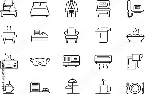 Minimalist Black Line Art Hotel Icons