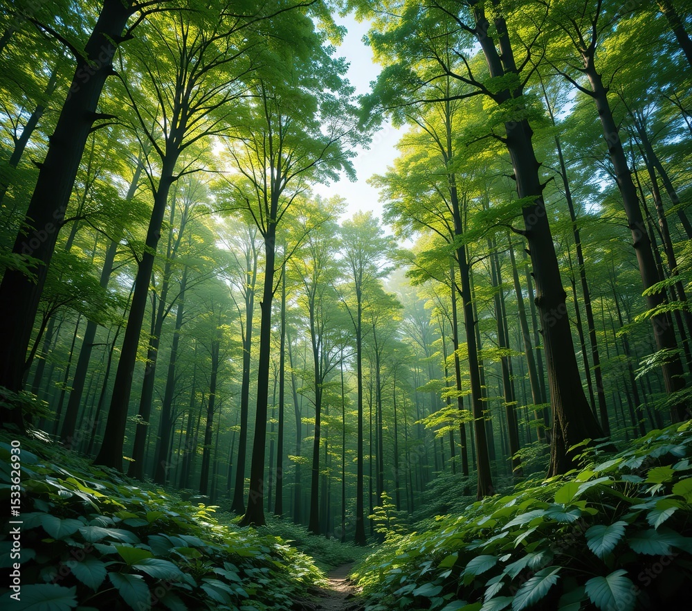 Naklejka premium Majestic Forest Landscape - High Resolution Background