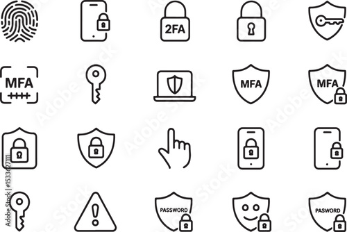 Minimalist Black Line Art Icons Security & Privacy