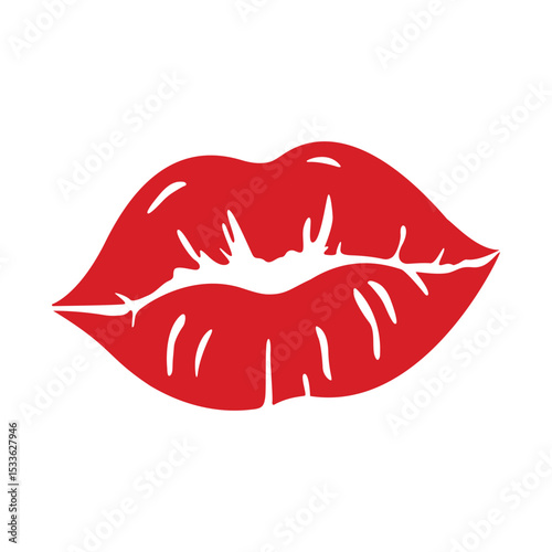 Lipstick Kiss icon in red color on white background. Vector illustration isolated EPS 10