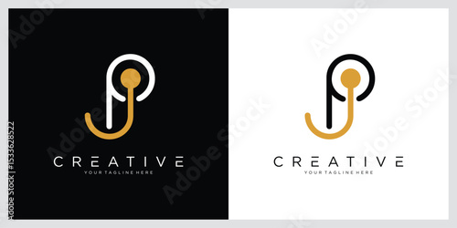 Initial JP or PJ  Logo Design Vector