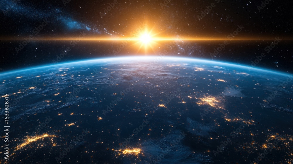 Obraz premium Earth from space, sunrise