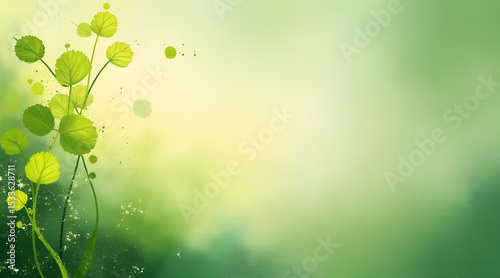 Abstract background with soft green and yellow splashes symbolizing hope and renewal with copy space 
