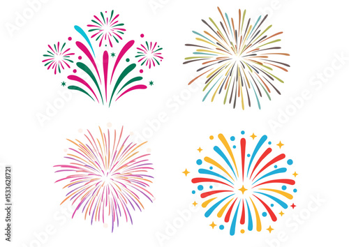Firework explosion illustration with colorful trails and soft glow, symbolizing celebration and joy