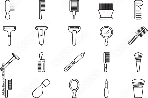 Minimalist Black Line Hair and Beauty Icons