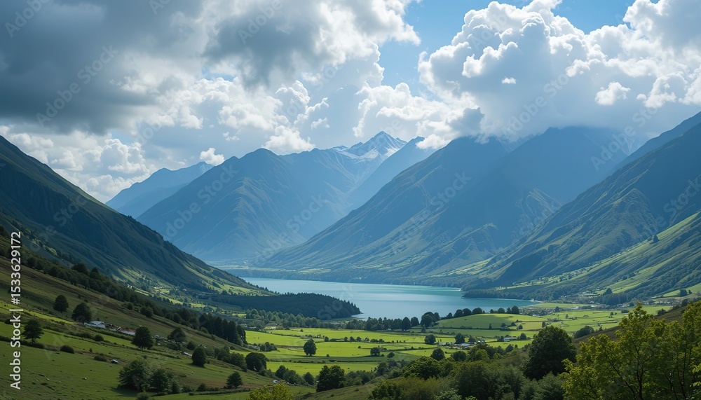 Naklejka premium Majestic Kashmir Valley Scenery, Inspiring Landscape