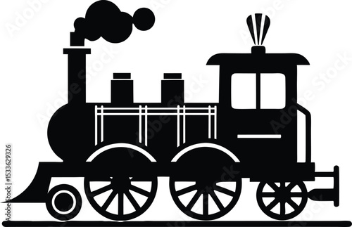 Steam train logo design, Toy train silhouette vector illustration