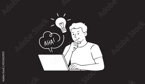 Creative Man Brainstorming with Laptop: Idea Generation and Problem Solving

