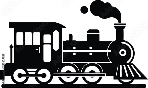 Steam train logo design, Toy train silhouette vector illustration