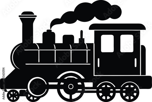 Steam train logo design, Toy train silhouette vector illustration