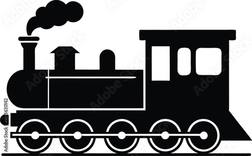 Steam train logo design, Toy train silhouette vector illustration