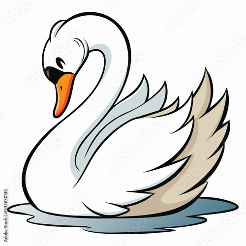 Shy but elegant swan dipping its head gracefully, reflecting serenity in clear water.