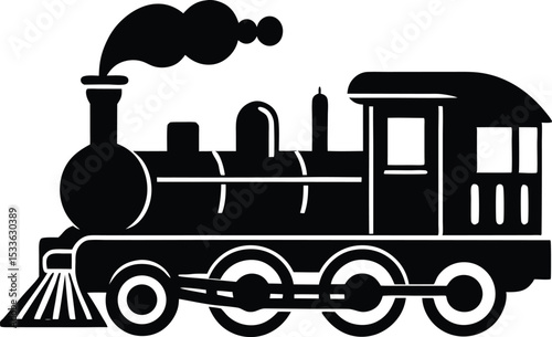 Steam train logo design, Toy train silhouette vector illustration