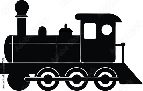 Steam train logo design, Toy train silhouette vector illustration