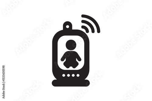 Baby Monitor Icon silhouette vector with white background