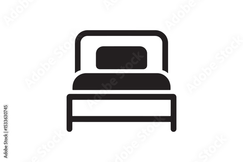 Bed Icon silhouette vector with white background