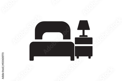 Bedroom Icon silhouette vector with white background