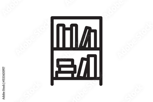 Bookshelf Icon silhouette vector with white background