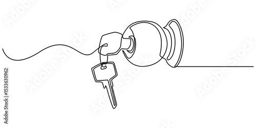 door knob vector illastration continuous one line drawing of white background.Open door one line illustration, Doorknob Black Stroke Linear Icon, Doorknob Line Icon Design, Door Handle with microbe.