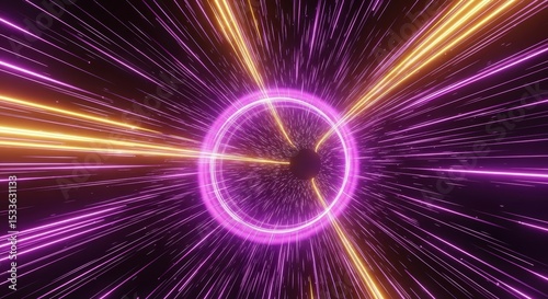 Abstract Neon Tunnel with Light Streaks