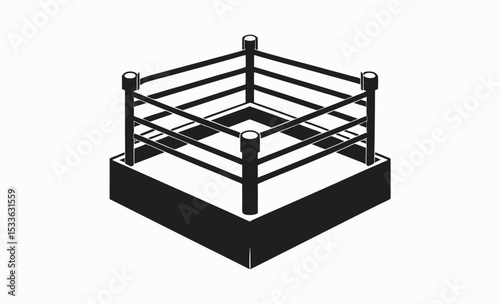 Boxing ring silhouette, sports arena icon, fighting ring vector