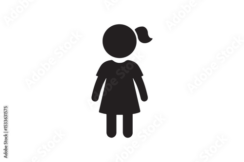 Daughter Icon silhouette vector with white background