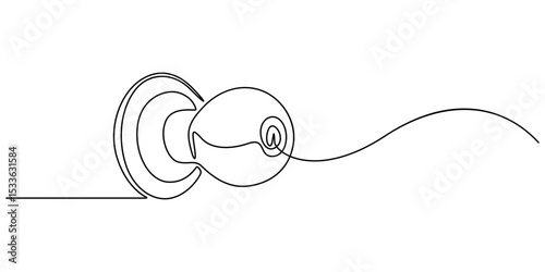 door knob vector illastration continuous one line drawing of white background.Open door one line illustration, Doorknob Black Stroke Linear Icon, Doorknob Line Icon Design, Door Handle with microbe.