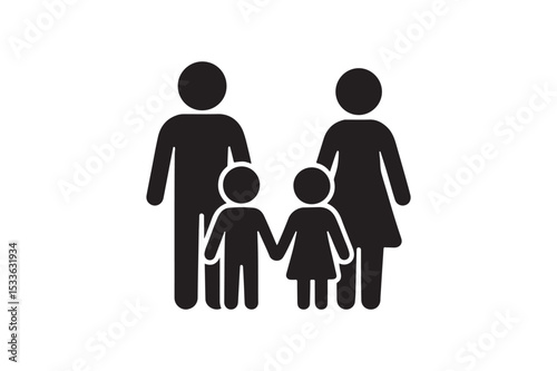 Family Group Icon silhouette vector with white background