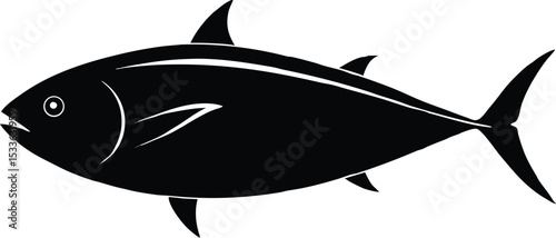 Tuna fish line art silhouette, Tuna fish silhouette vector illustration