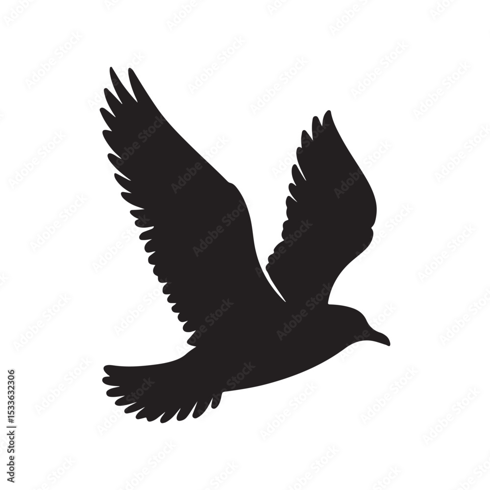Obraz premium Majestic Single Bird in Flight Silhouette - Freedom and Nature Vector Art