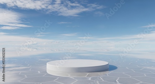 White Podium Sky Background