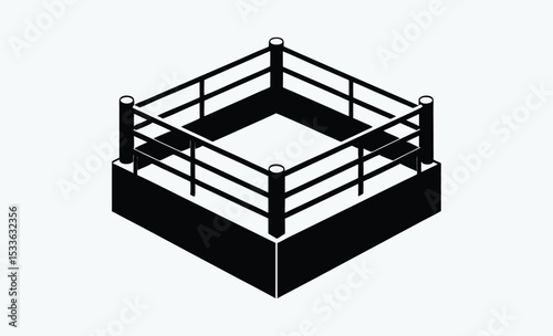 Boxing ring silhouette, sports arena icon, fighting ring vector
