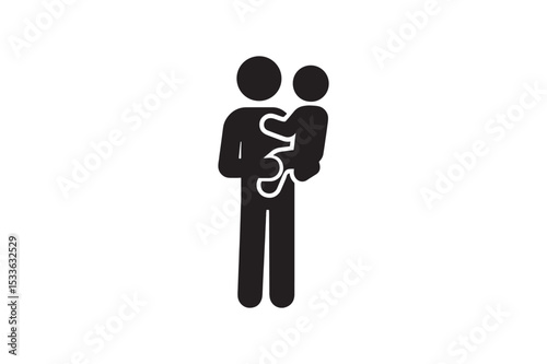 Father Holding Child Icon silhouette vector with white background