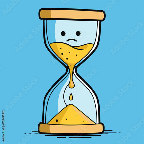 Reflective thoughtful hourglass with sand slowly trickling, symbolizing time and its passage.