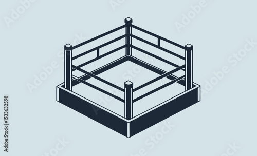 Boxing ring silhouette, sports arena icon, fighting ring vector