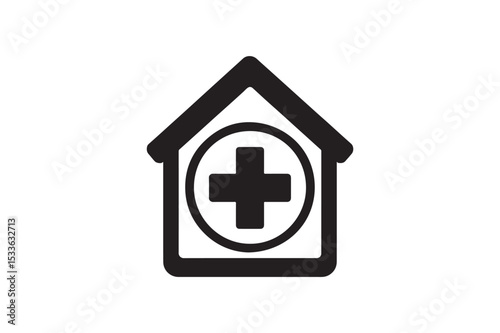 First Aid at Home Icon silhouette vector with white background