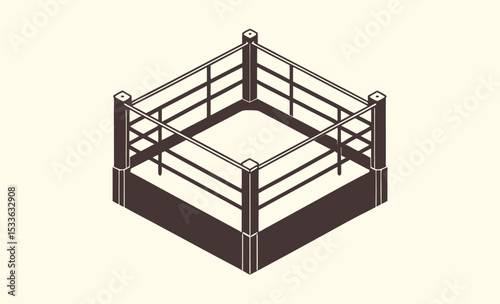 Boxing ring silhouette, sports arena icon, fighting ring vector