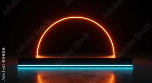 Neon Platform Orange and Blue Lighting