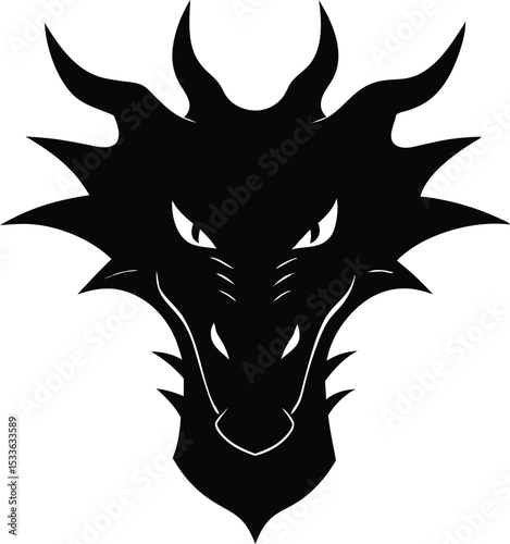 Wallpaper Mural A black silhouette of a dragon head. Dragon head silhouette icon vector clipart design illustration. Torontodigital.ca